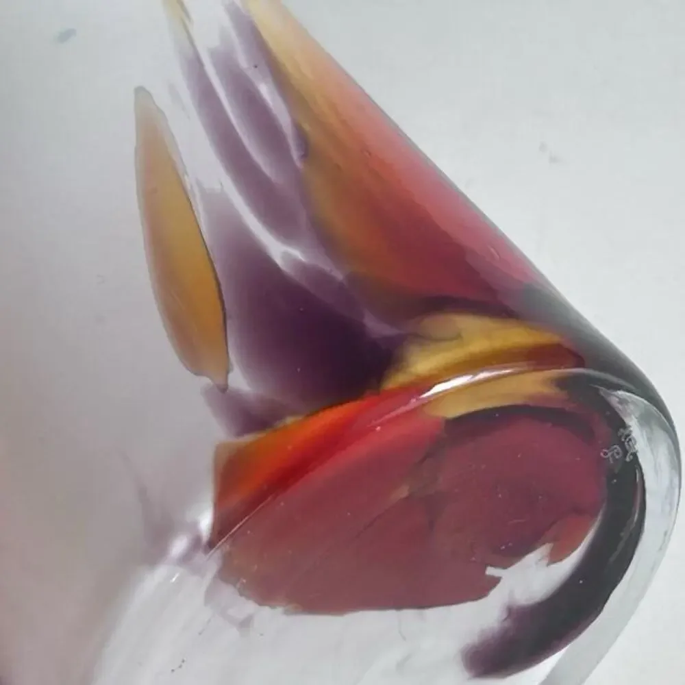 Vintage Denmark‎ Art Glass Vase CASCADE PER LUTKEN Holmegaard signed MCM